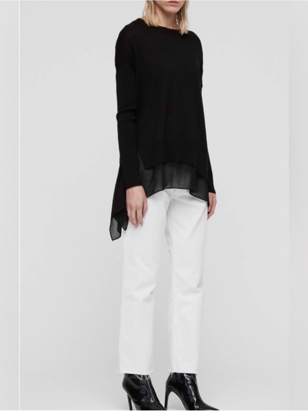 AllSaints Libby Merino Wool Crewneck Sz M — Like New, Minimalist Scandi
